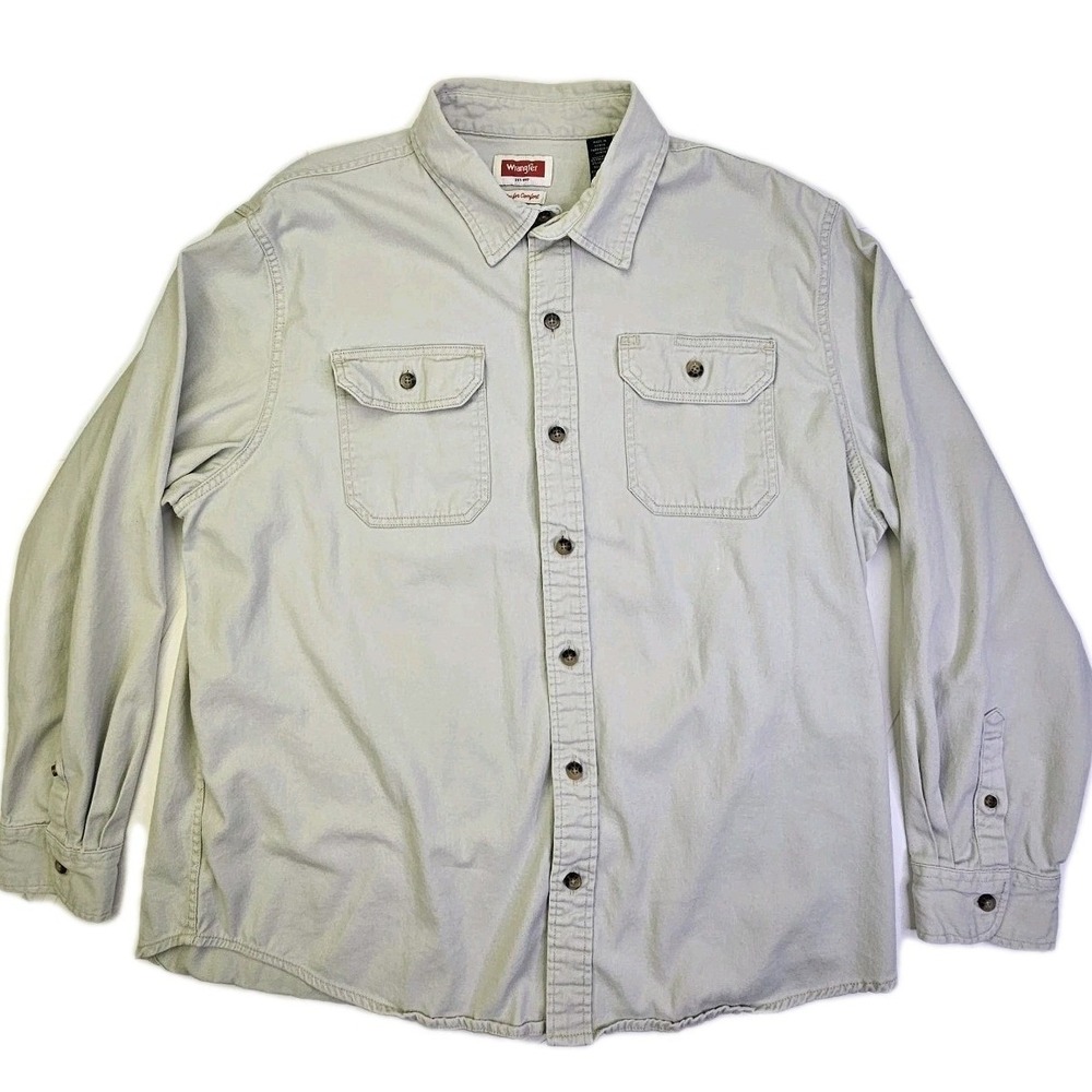 Wrangler Flex for Comfort Mens XL Tan‎ Long Sleeve Button Down Shirt HLB1WWK